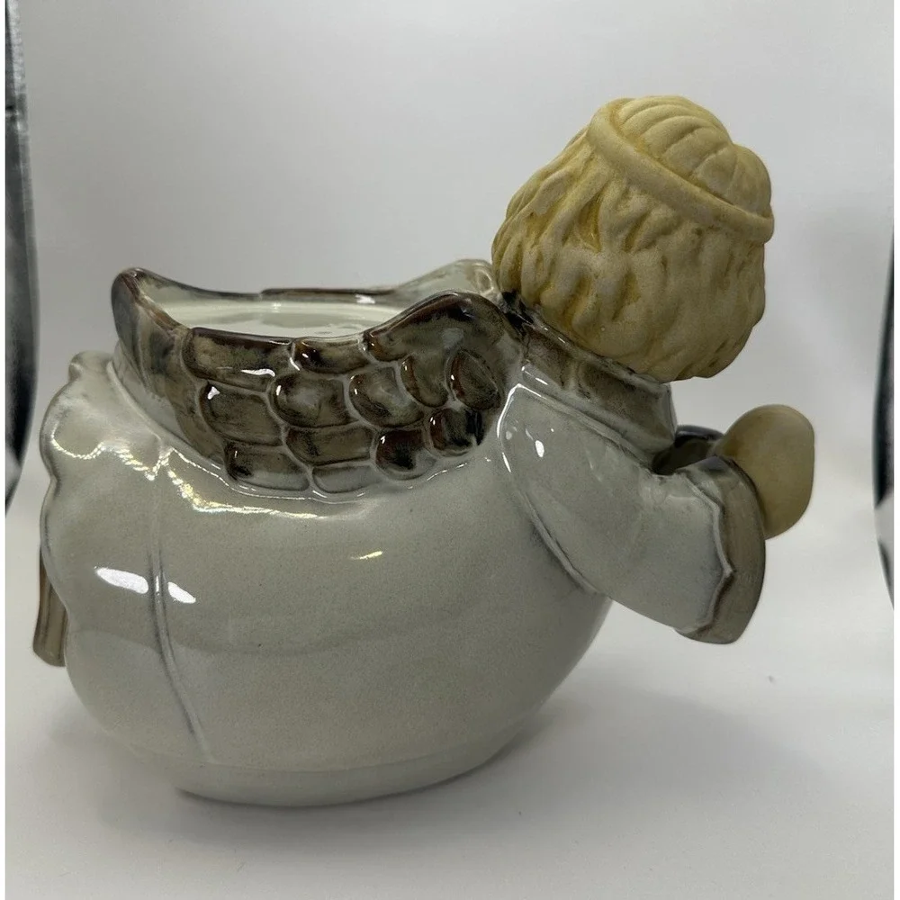 Vtg Ceramic Angel Elevated Serving Dish Candle Holder,  Christmas Folk Art Decor
